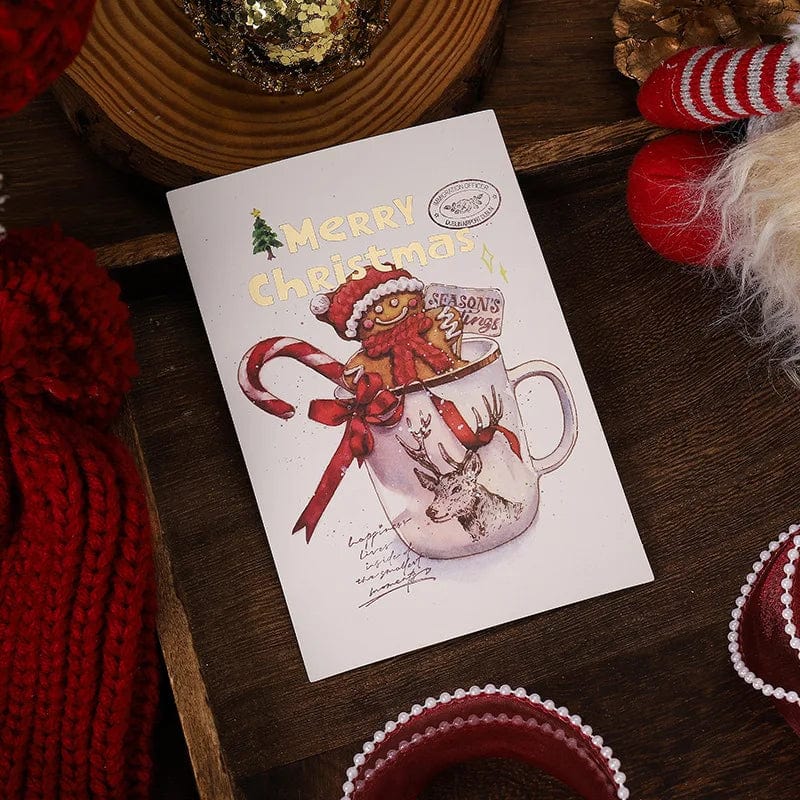 New 10PCS Christmas Foil Greeting Card Postcard Florist Baking Gift Small Card Blessing Message Card Stamped Postcard Wall Decor - Image 5