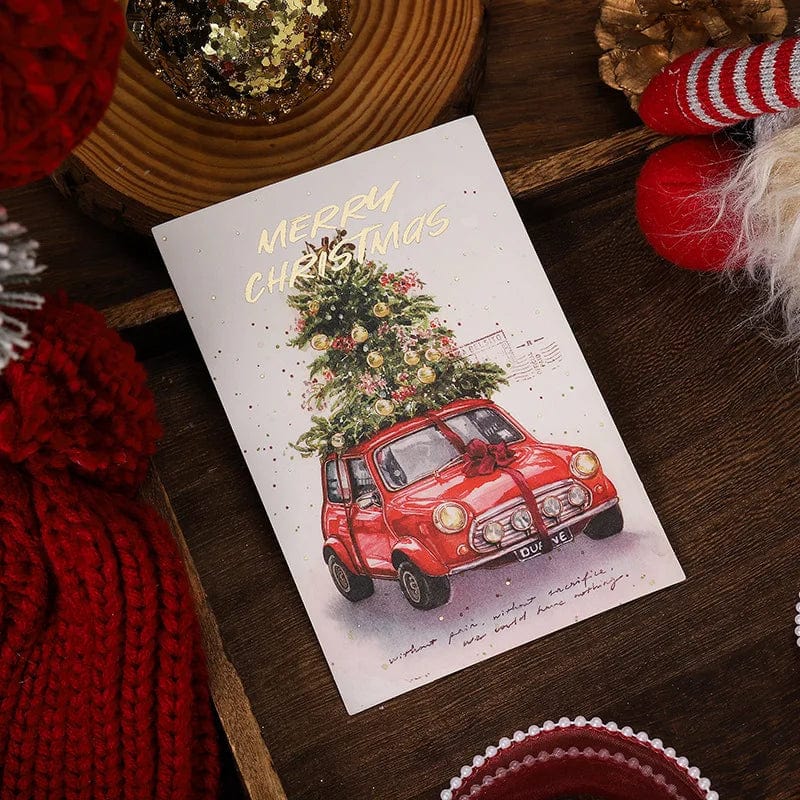 New 10PCS Christmas Foil Greeting Card Postcard Florist Baking Gift Small Card Blessing Message Card Stamped Postcard Wall Decor - Image 6