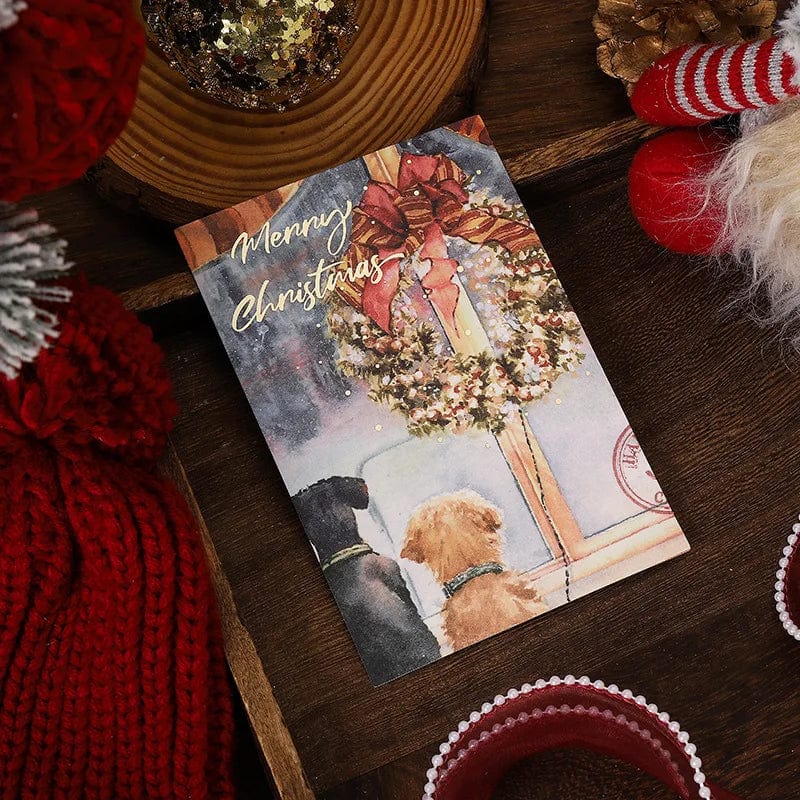 New 10PCS Christmas Foil Greeting Card Postcard Florist Baking Gift Small Card Blessing Message Card Stamped Postcard Wall Decor - Image 9