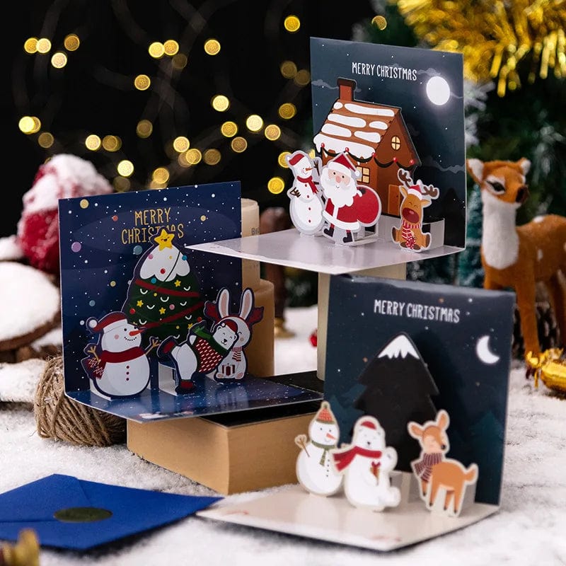 New 6/1PC 3D Greeting Cards With Envelope Friend Family Blessing Postcard For Birthday New Year Christmas Gifts Xmas Decoration - Image 2