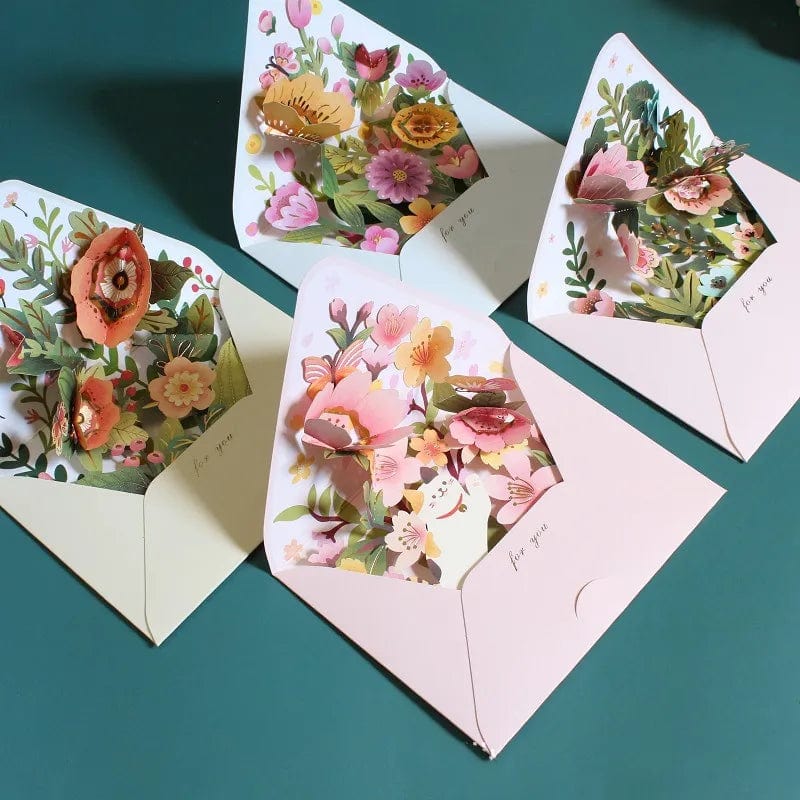 New Romantic Flower 3D Pop-up Greeting Cards
