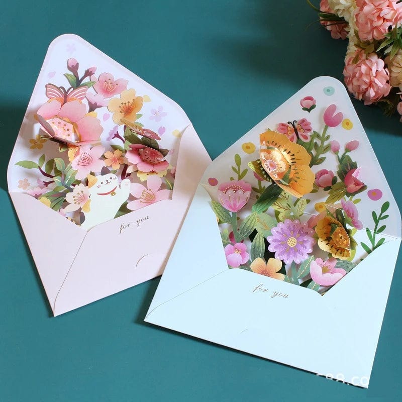 New Romantic Flower 3D Pop-up Greeting Cards - Image 3