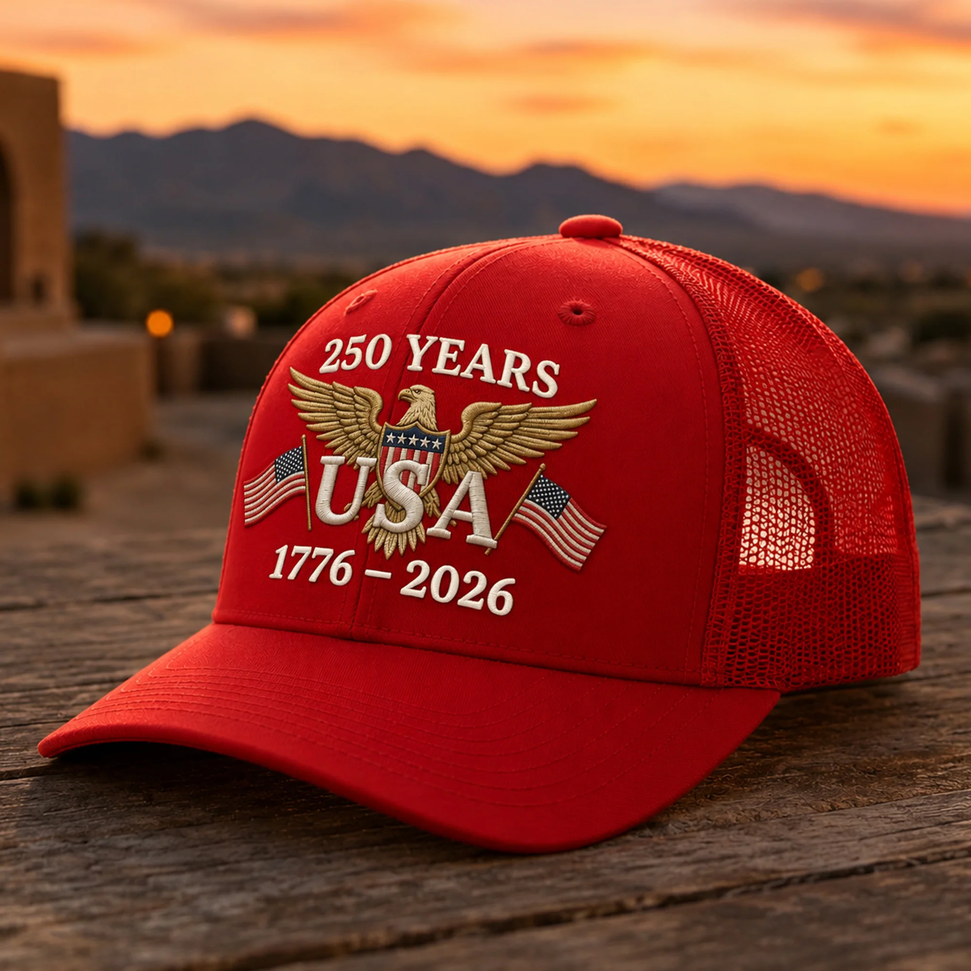 250 Years USA 1776-2026 Eagle Embroidered Trucker Hat HO82 902886 - Image 3