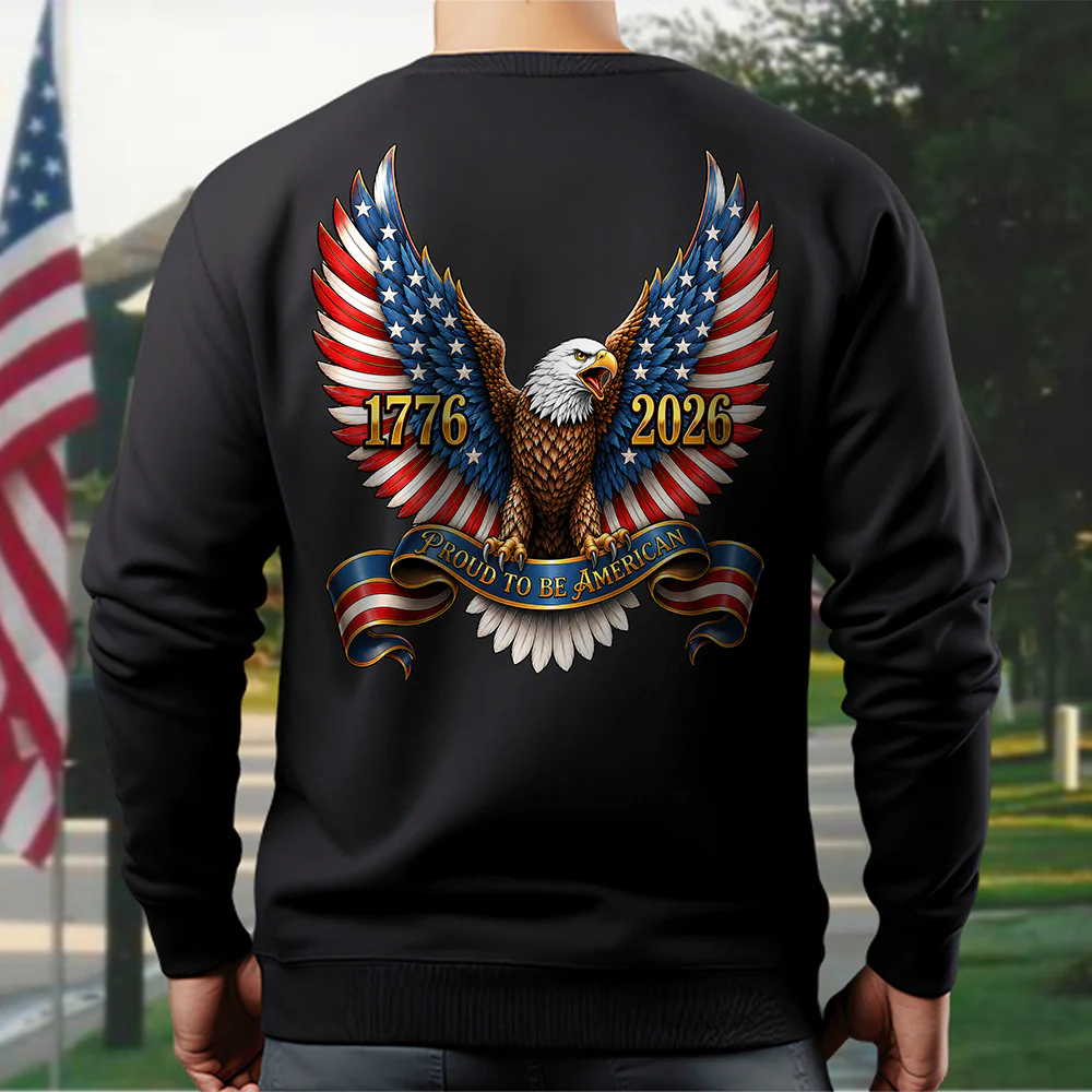 250th Anniversary Proud To Be American 1776-2026 Patriotic Eagle Back Dark Shirt CH07 911690 - Image 5
