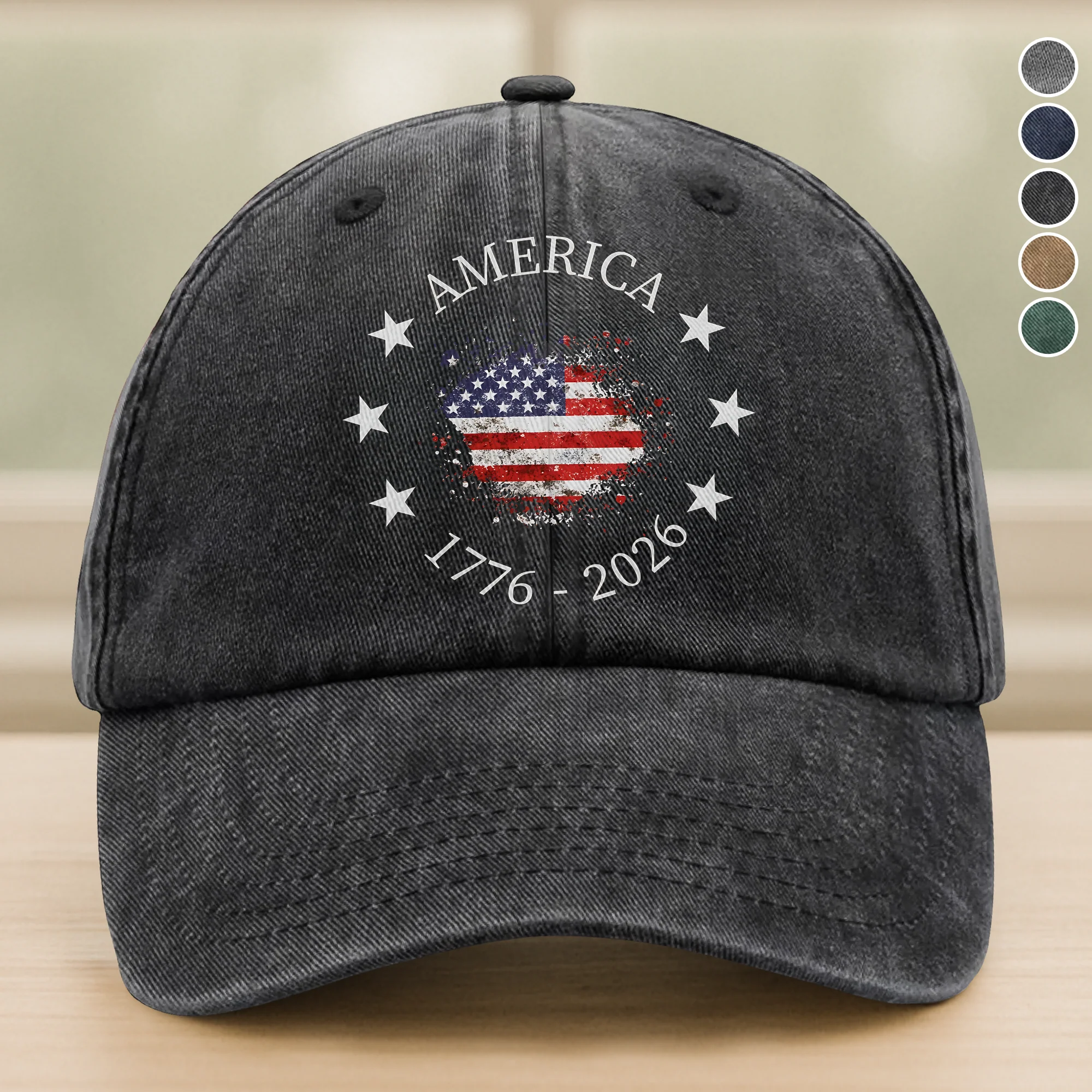 America 1776-2026 250 Years Anniversary Vintage Washed Denim Baseball Cap LM32 899465 - Image 2