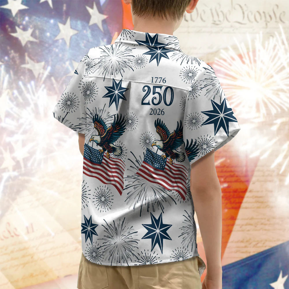 250 Years Anniversary 1776–2026 Eagle Kid Hawaii Shirt TH10 169401 - Image 2