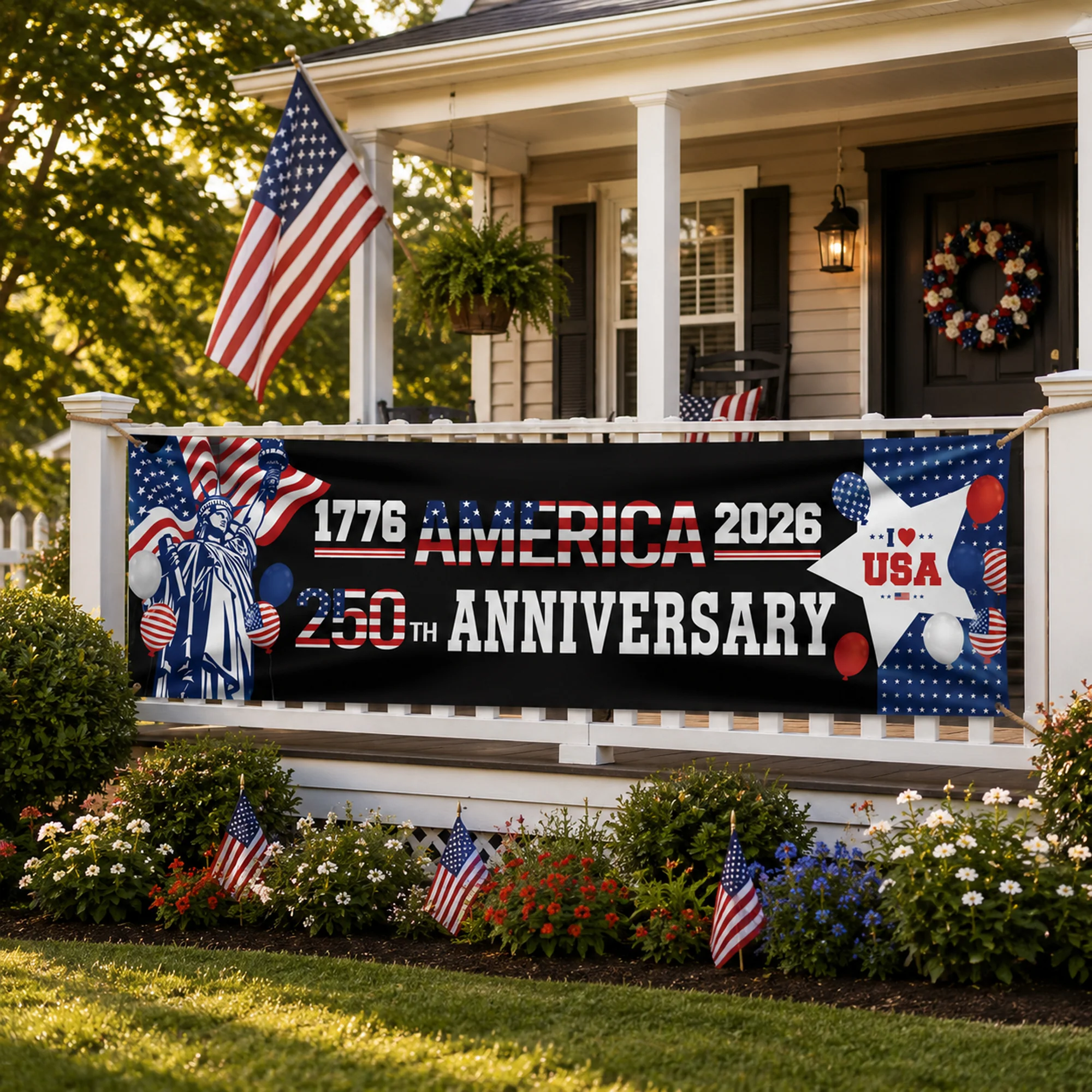 American 1776-2026 The Statue of Liberty Balloons 250th Anniversary Patriotic Party Banner HO82 902778 - Image 3