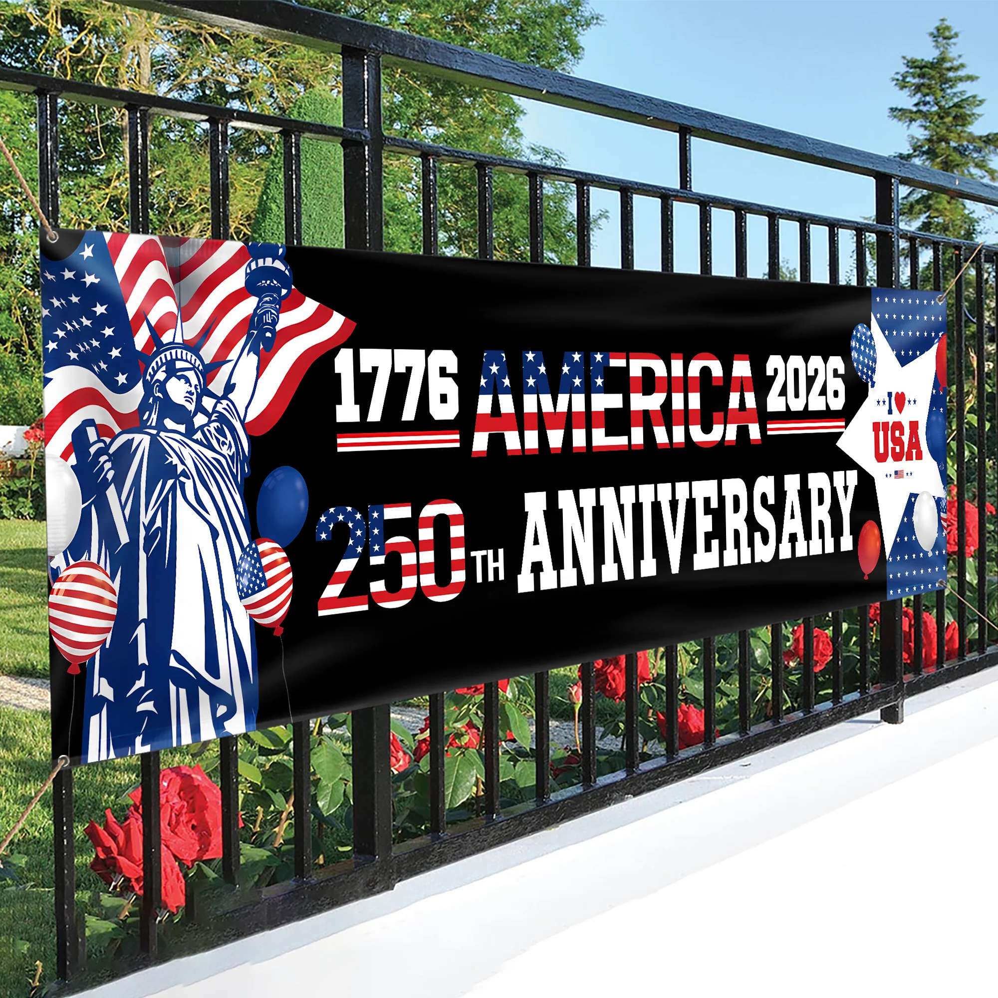 American 1776-2026 The Statue of Liberty Balloons 250th Anniversary Patriotic Party Banner HO82 902778 - Image 5