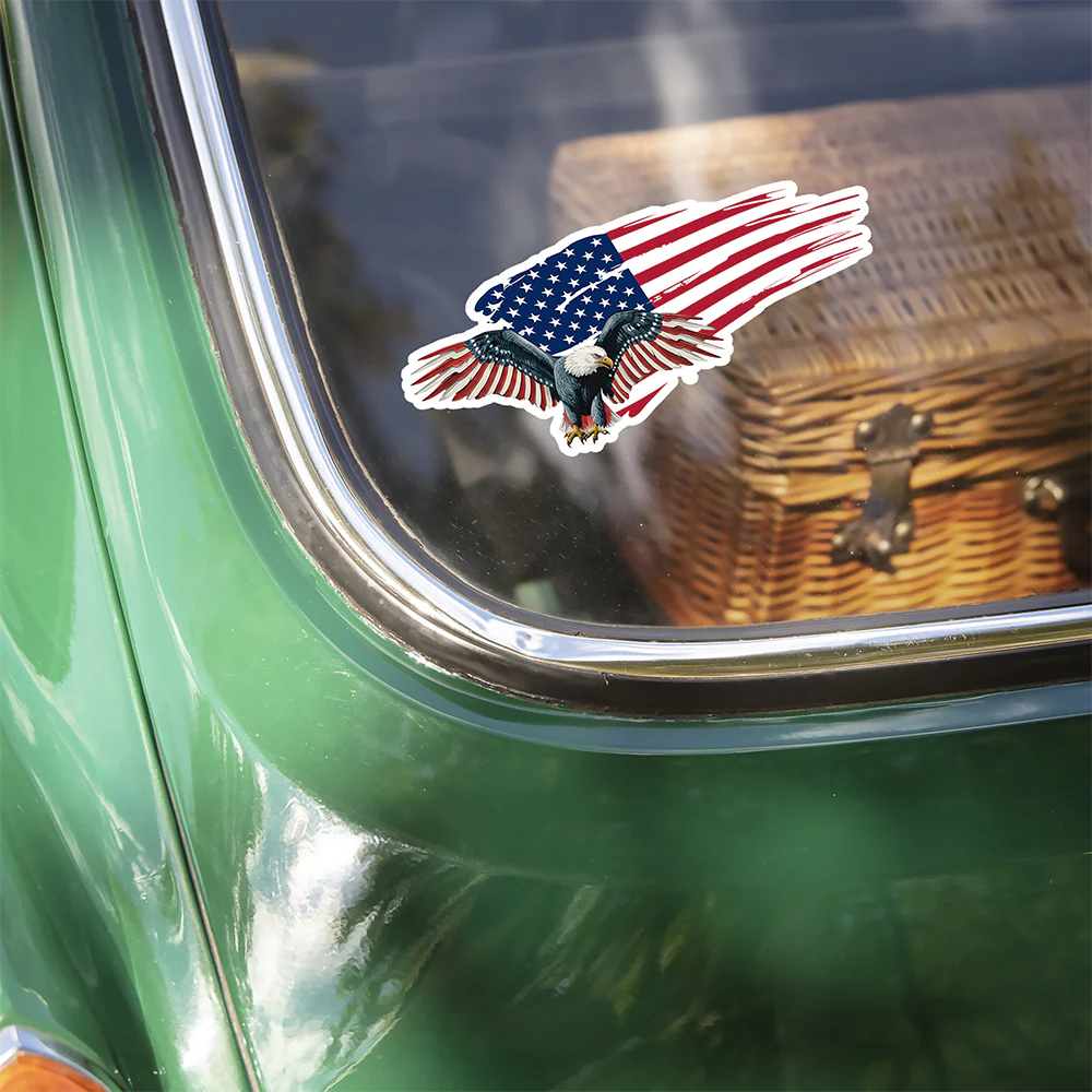 American Eagle Waving USA Flag Car Window Decal Sticker HA75 898390 - Image 2