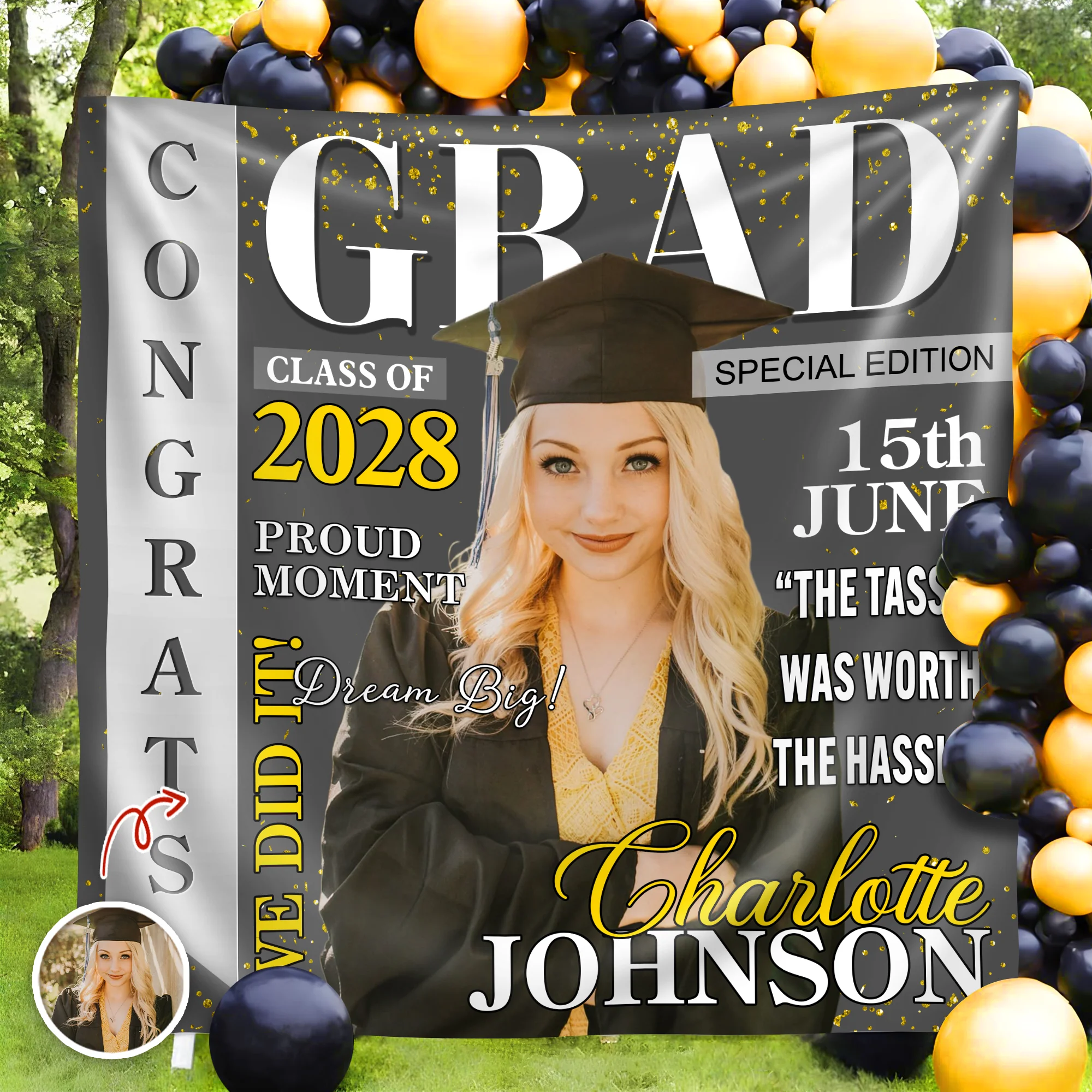 Custom Photo Class of 2026 Graduation Party Decor Backdrop HO82 901512 - Image 4