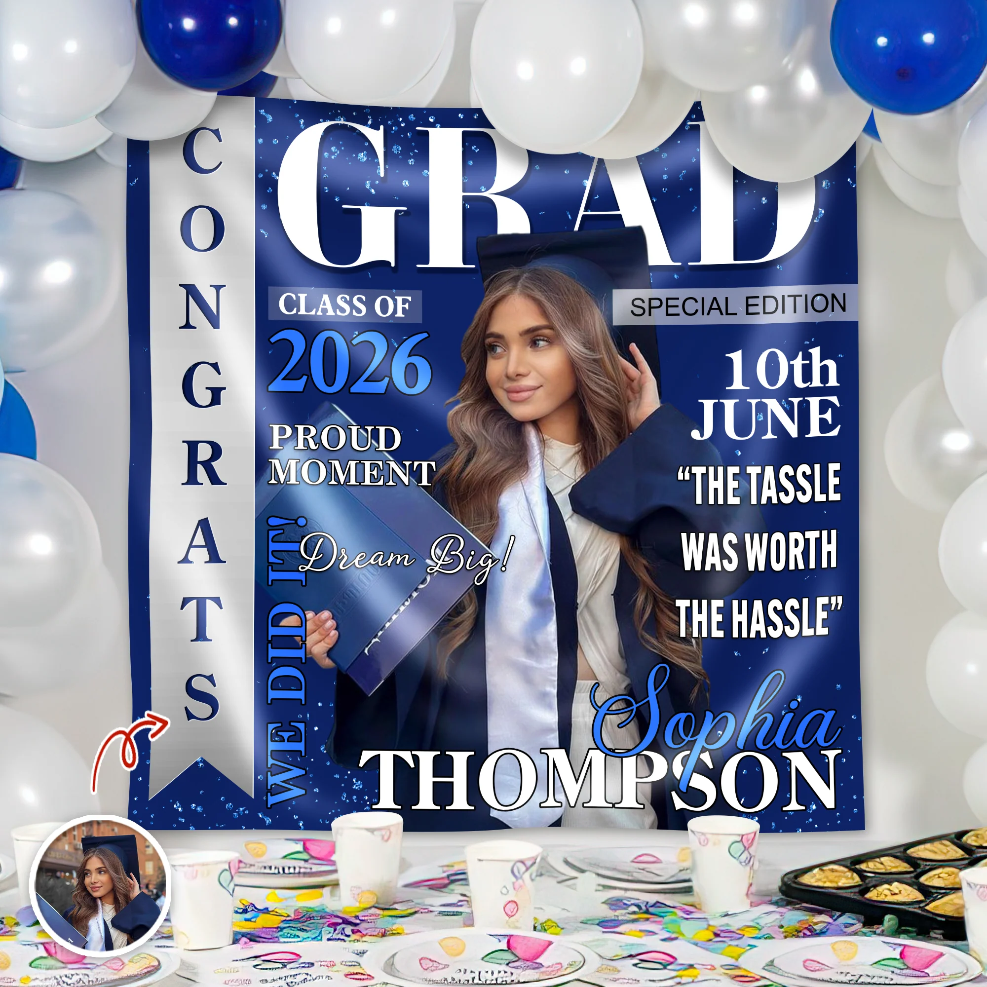 Custom Photo Class of 2026 Graduation Party Decor Backdrop HO82 901512 - Image 5