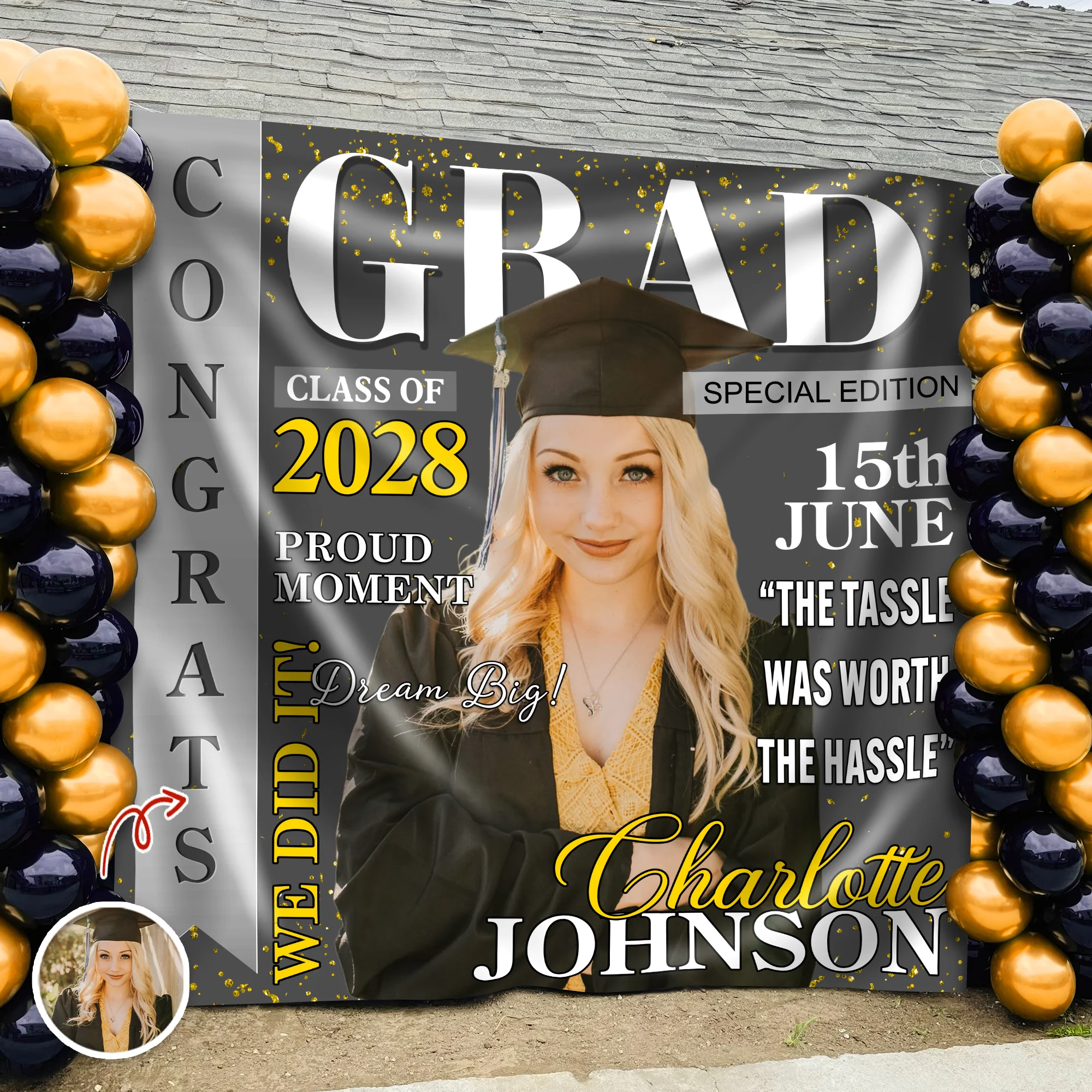 Custom Photo Class of 2026 Graduation Party Decor Backdrop HO82 901512 - Image 7