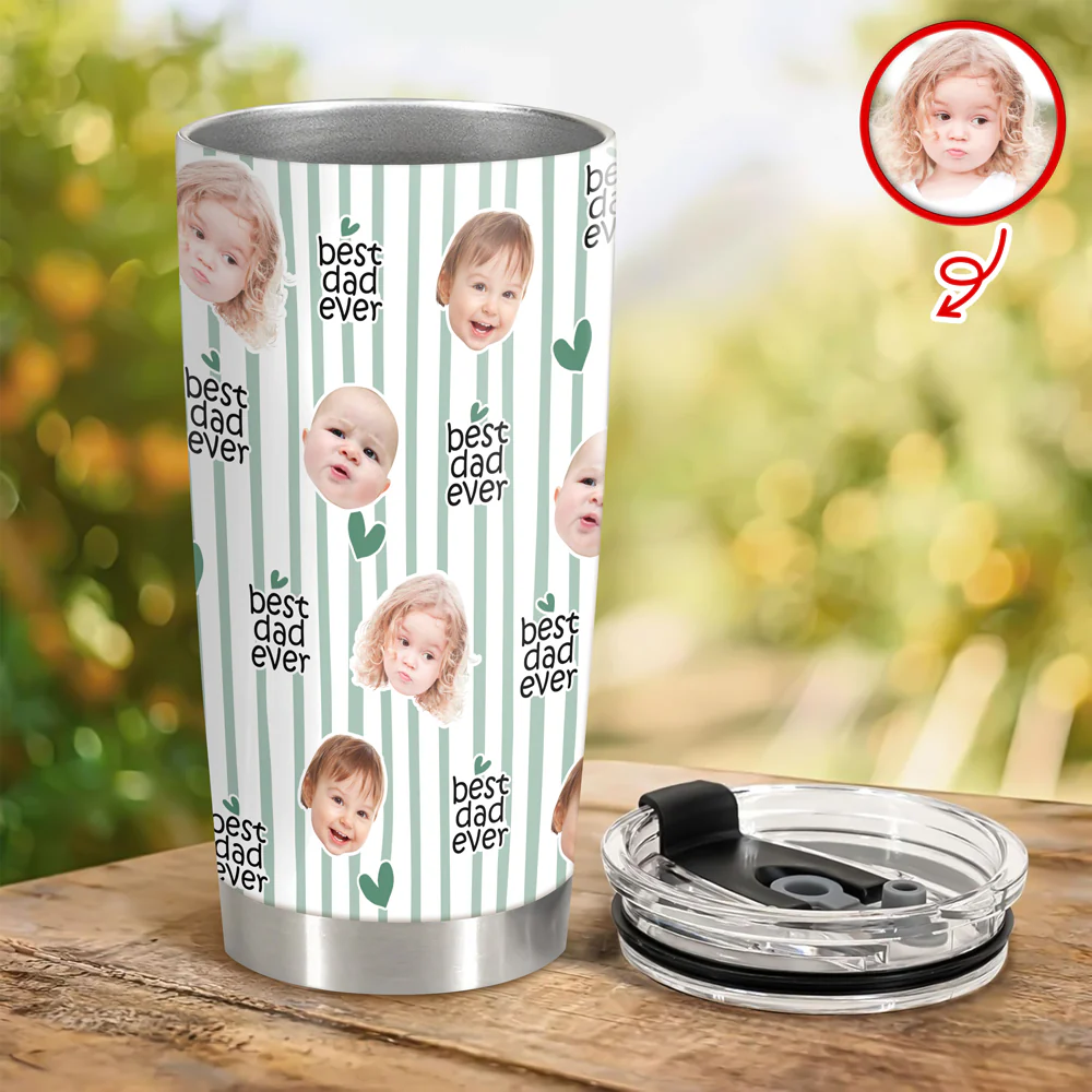 Custom Baby Face Best Dad, Mom Ever Fat Tumbler - Personalized Gift for Parents CH07 911530 - Image 3