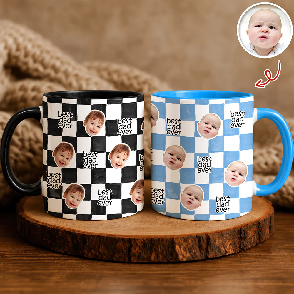 Custom Baby Face Best Dad, Mom Ever Personalized Gift for Parents Accent Mug HA75 921478 - Image 5