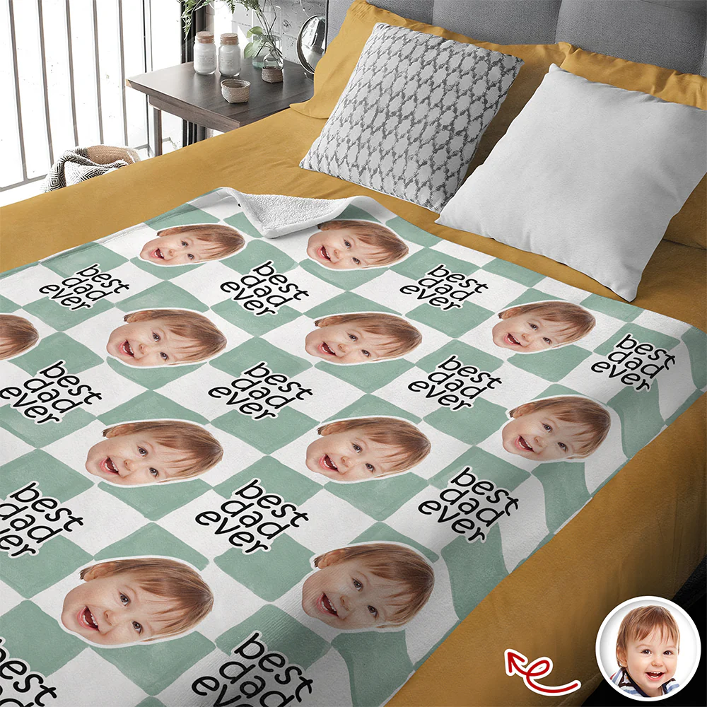 Custom Baby Face Best Dad, Mom Ever Personalized Gift for Parents Blanket HA75 921480 - Image 3