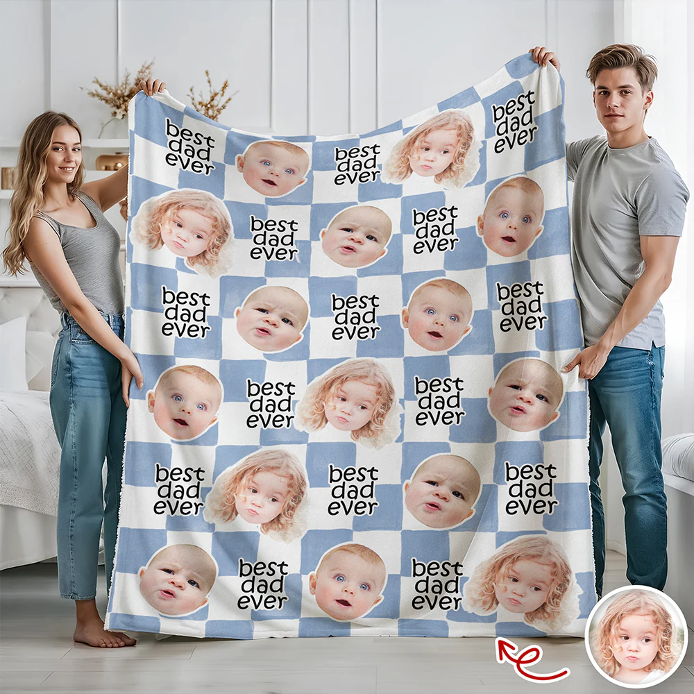 Custom Baby Face Best Dad, Mom Ever Personalized Gift for Parents Blanket HA75 921480 - Image 4