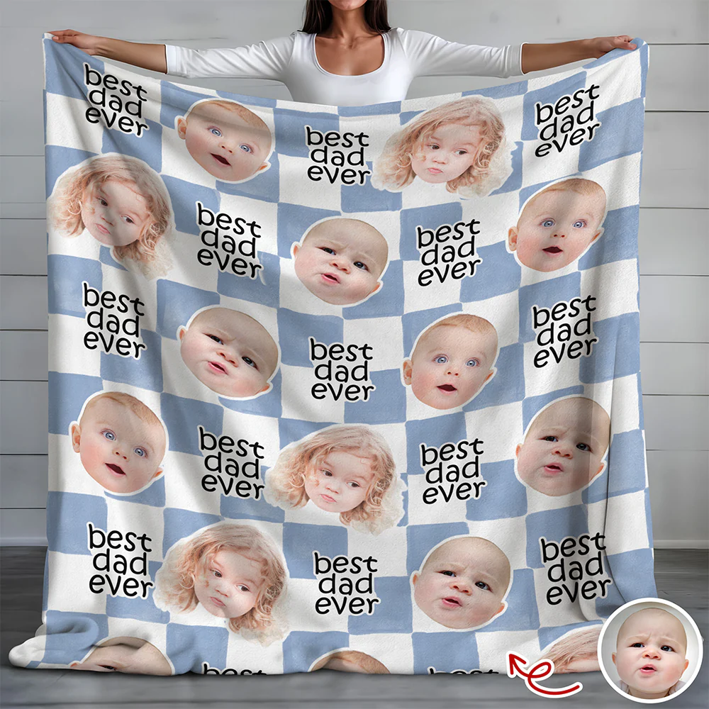 Custom Baby Face Best Dad, Mom Ever Personalized Gift for Parents Blanket HA75 921480 - Image 5