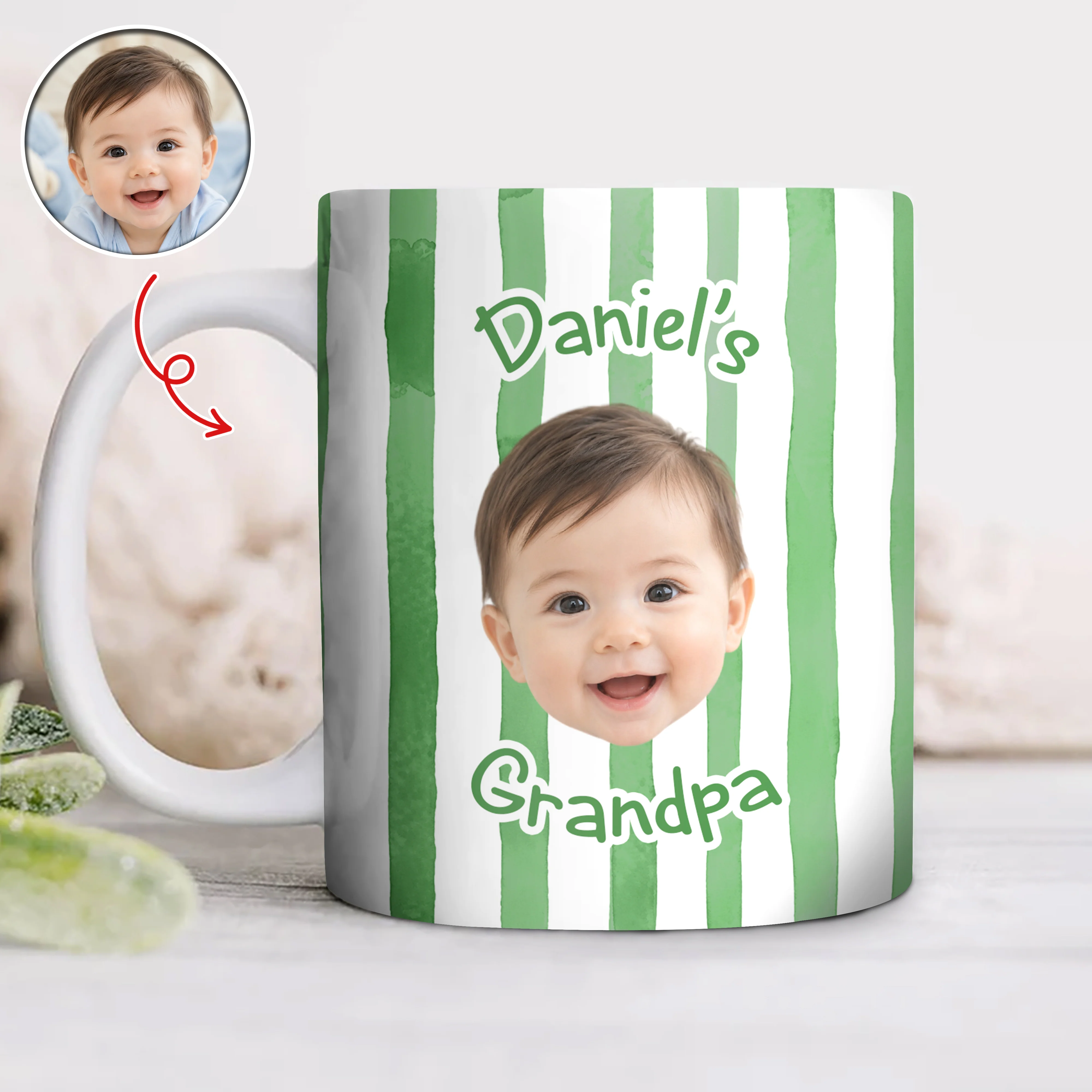 Custom Baby Face Striped Print Full Mug - Gift for Dad, Mom HA75 921732 - Image 4