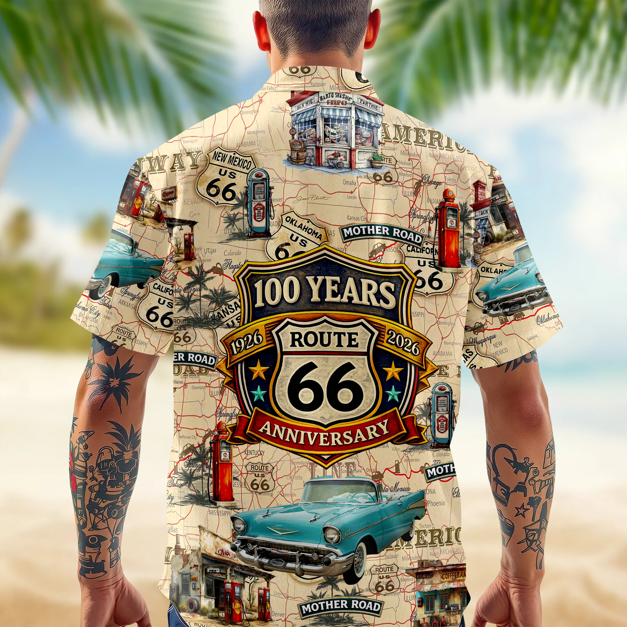 Custom Car Photo 100 Years of Route 66 Mother of Road Hawaii Shirt Car Lovers Gift CH07 910584 - Image 4