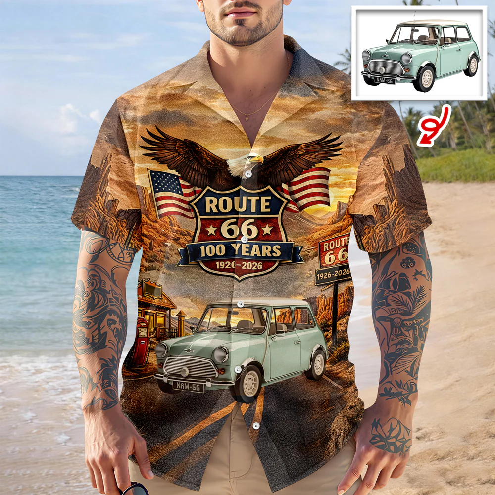 Custom Car Photo 100 Years of Route 66 USA 250th Anniversary Hawaii Shirt Car Lovers Gift CH07 911158 - Image 3