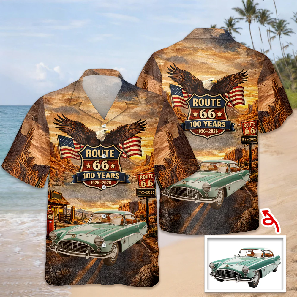 Custom Car Photo 100 Years of Route 66 USA 250th Anniversary Hawaii Shirt Car Lovers Gift CH07 911158 - Image 5