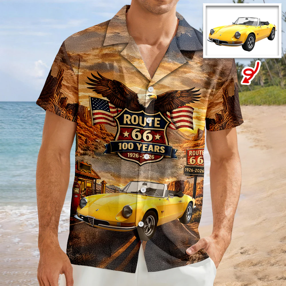 Custom Car Photo 100 Years of Route 66 USA 250th Anniversary Hawaii Shirt Car Lovers Gift CH07 911158 - Image 6