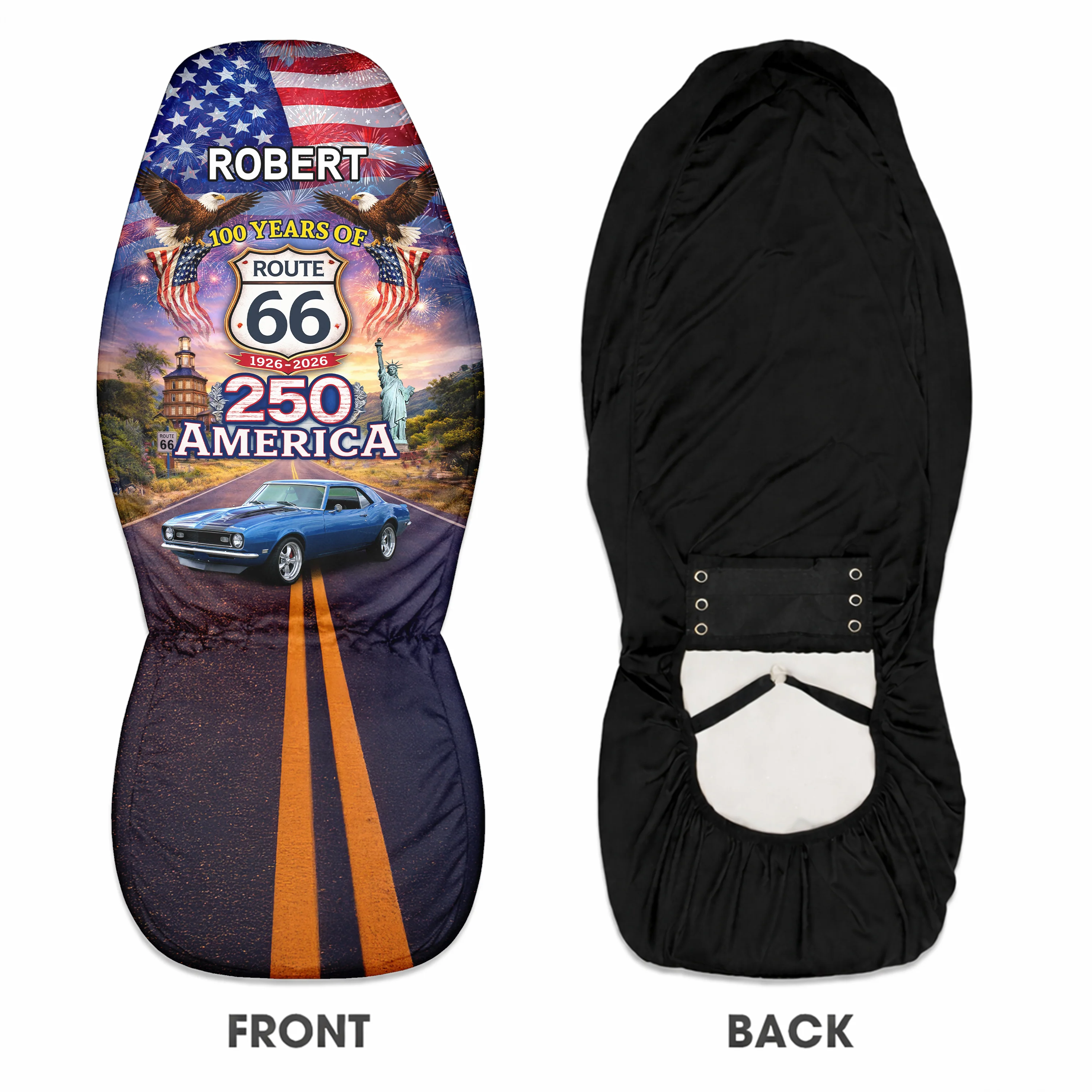 Custom Car Photo Celebrate 100 Years of Road Route 66 US 250th Anniversary Car Seat Cover HO82 902088 - Image 3