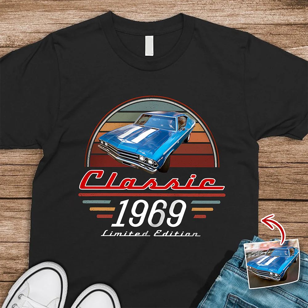 Custom Car Photo Classic Limited Edition Dark Shirt - Personalized Gifts For Dad, Grandpa, Family, Yourself CH07 180006 - Image 2