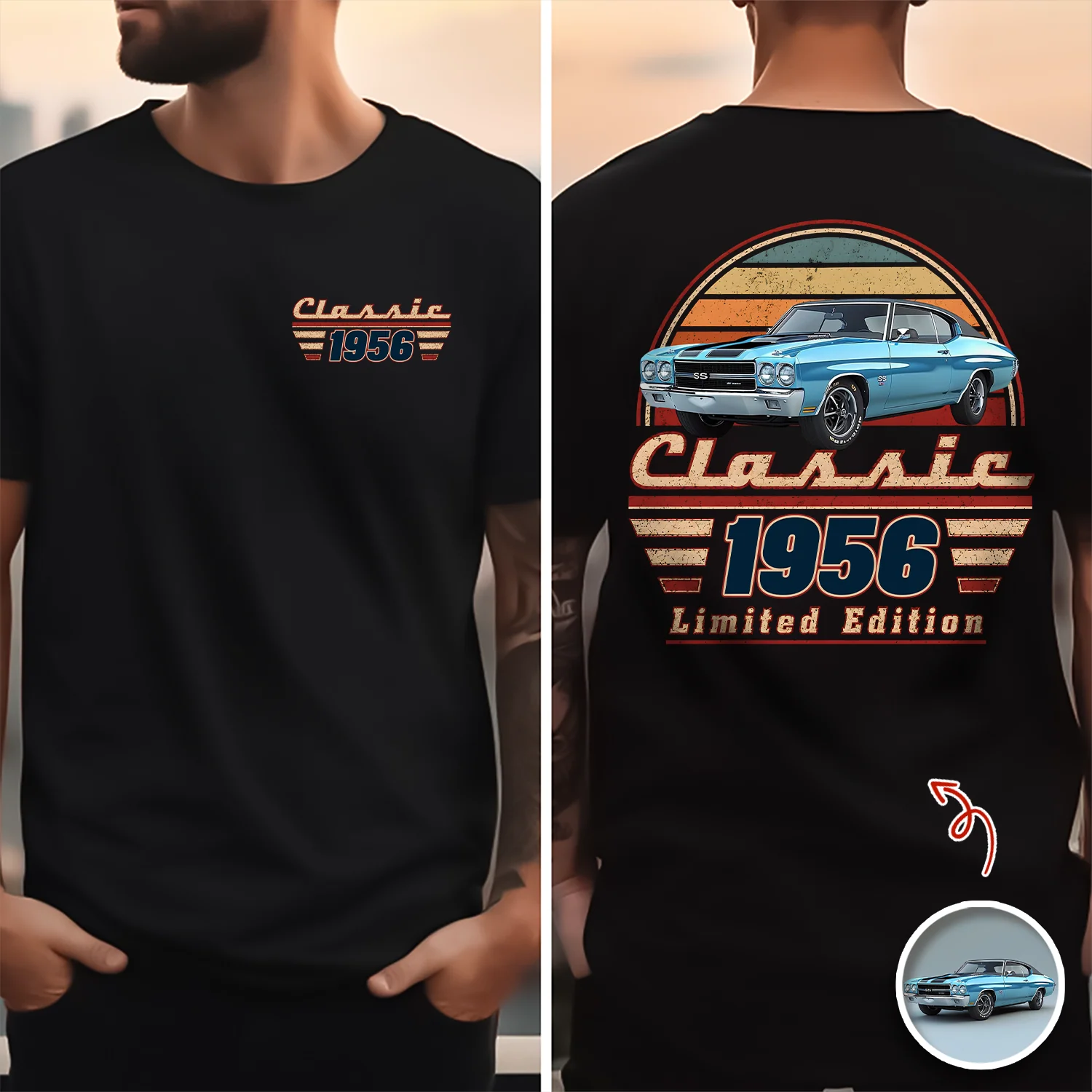 Custom Car Photo Classic Limited Edition Front & Back Dark Shirt – Personalized Birthday Gift For Dad, Grandpa & Family HO82 902940