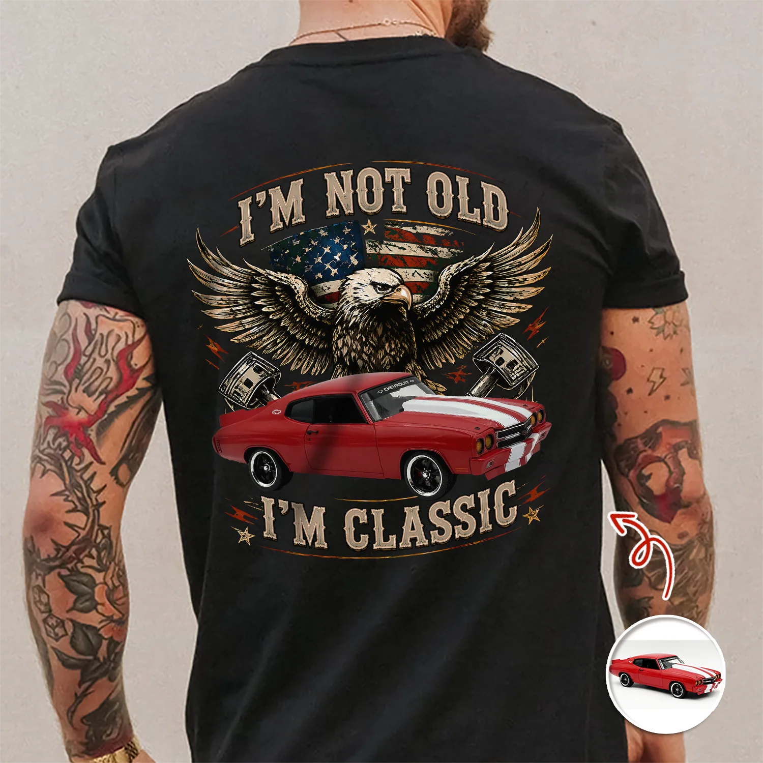Custom Car Photo I'm Not Old I'm Classic Back Dark Shirt, Personalized Gifts For Dad, Grandpa, Family, Yourself CH07 180012 - Image 4