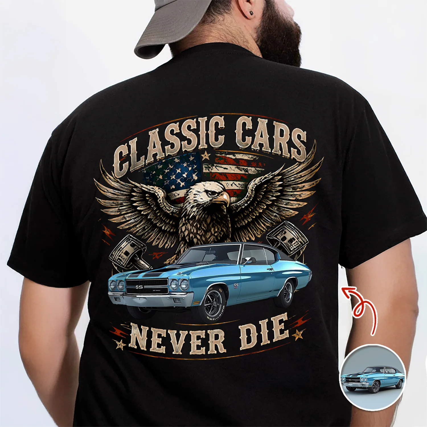 Custom Car Photo I'm Not Old I'm Classic Back Dark Shirt, Personalized Gifts For Dad, Grandpa, Family, Yourself CH07 180012 - Image 6
