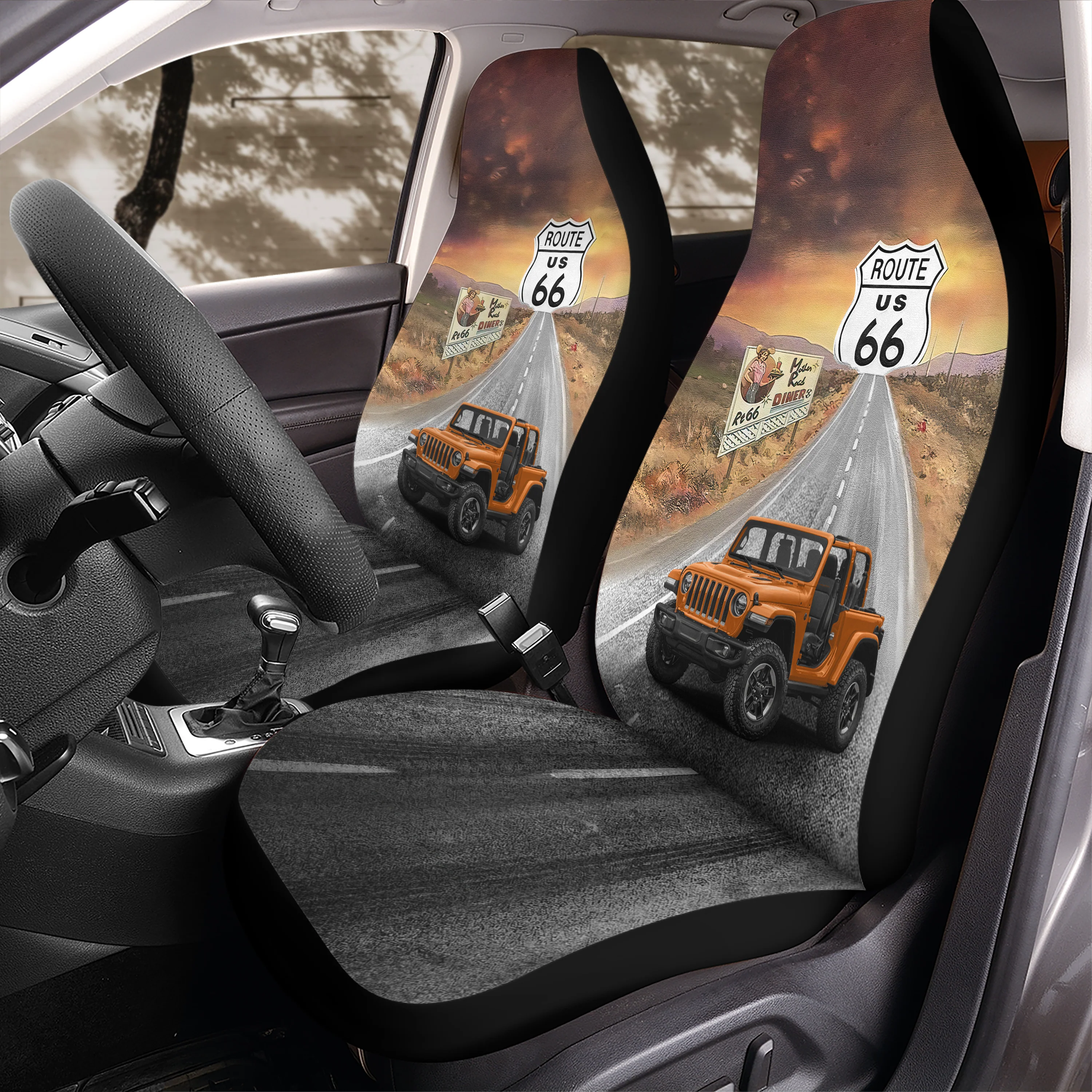 Custom Car Photo Road Route 66 Car Seat Cover - Personalized Gift for Car Lovers HO82 902090 - Image 4
