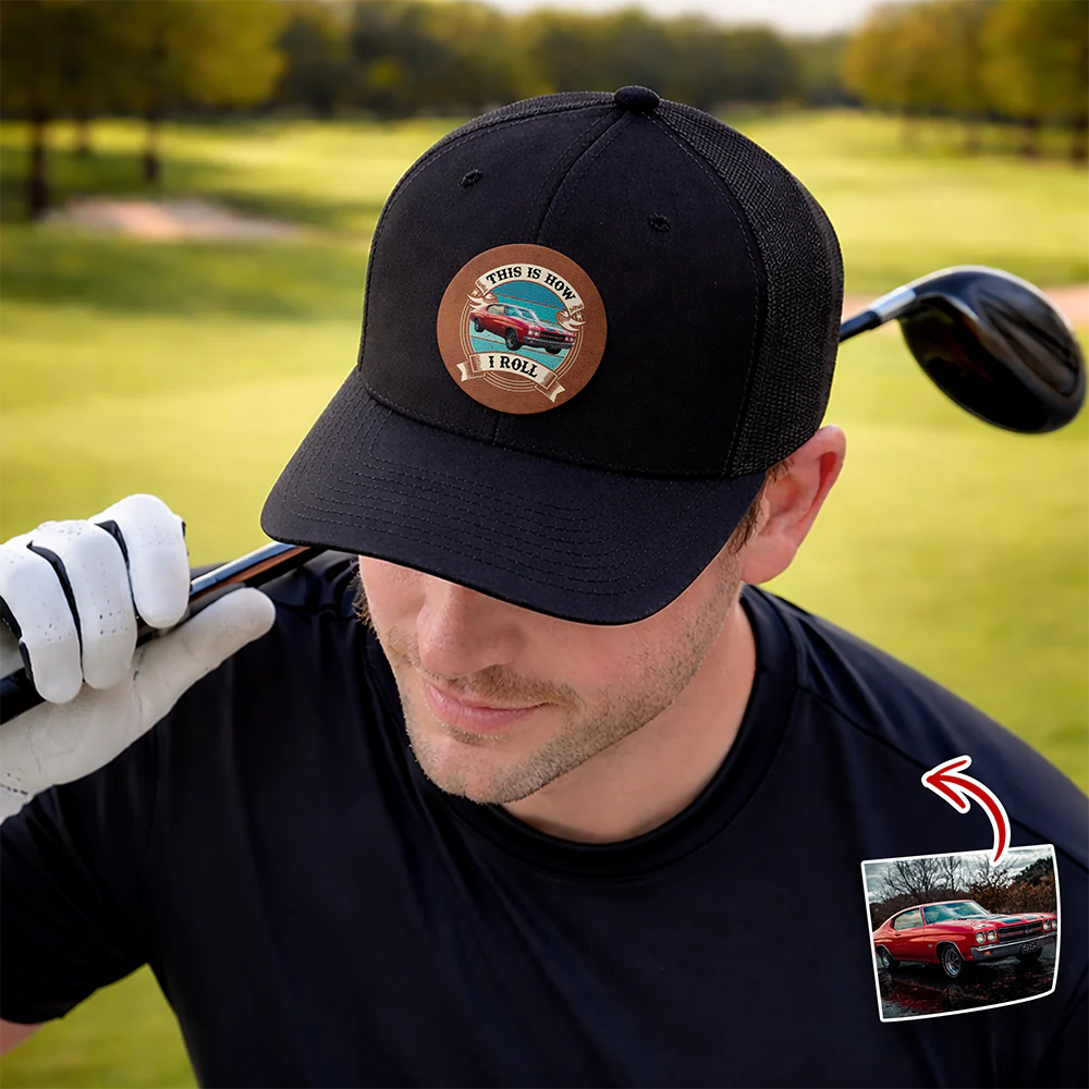 Custom Car Photo This Is How I Roll Route 66 Vintage Leather Patch Hat HO82 902424 - Image 2