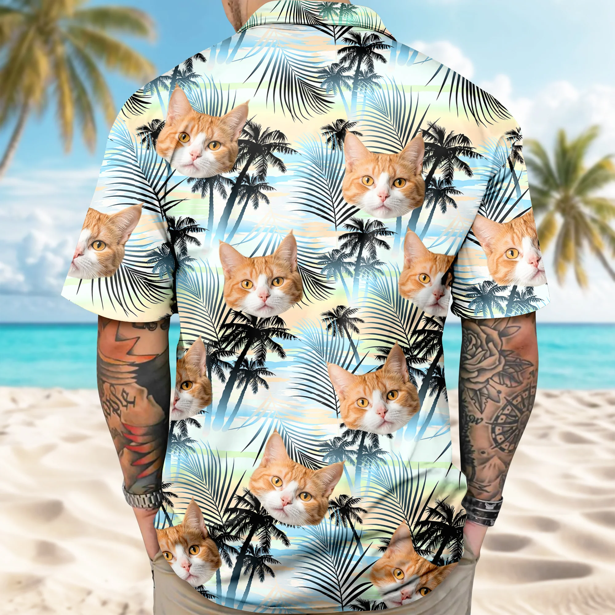 Custom Cat Photo Tropical Summer Hawaii Shirt - Gift for Cat Lovers HO82 902402 - Image 5