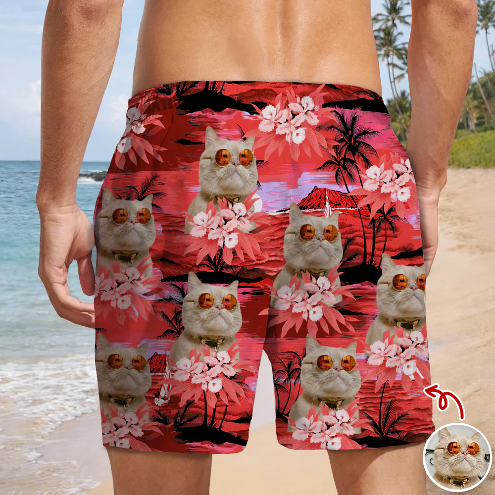Custom Cat Photo Tropical Summer Pattern Beach Short HO82 902410 - Image 6