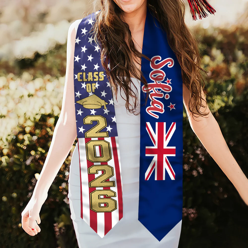 Custom Country Flag Class of 2026 Graduation Stoles HA75 898890 - Image 2