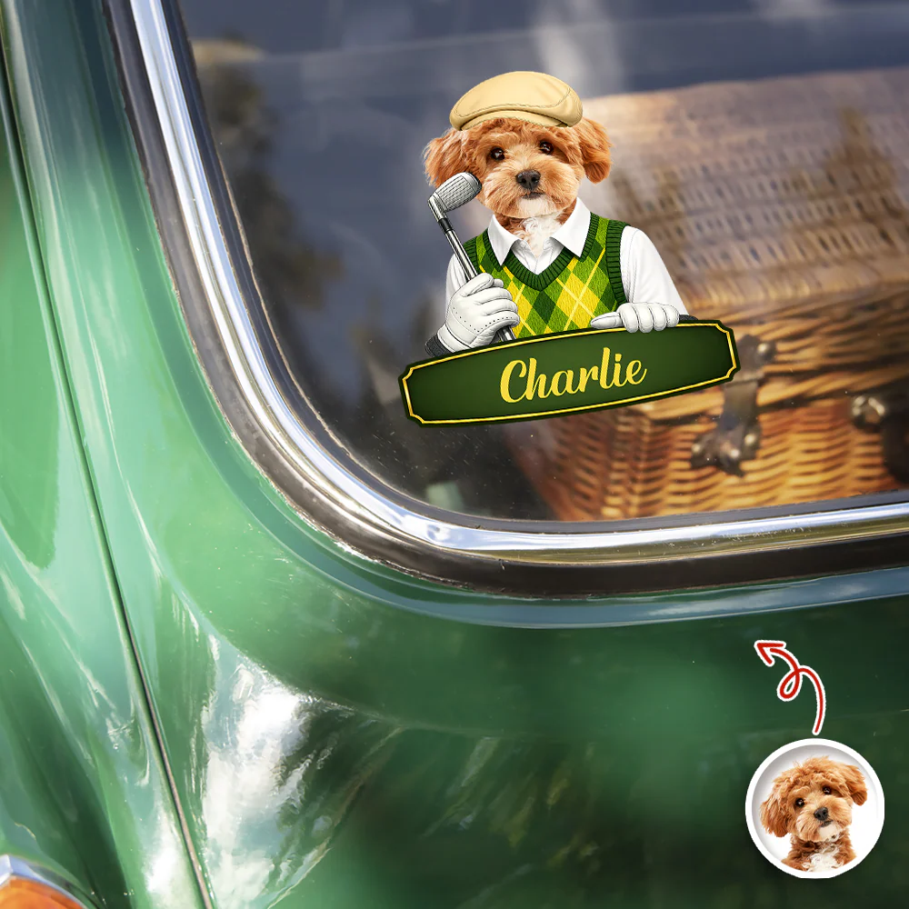 Custom Cute Dog Cat Photo Car Window Decal Sticker - Gift for Golfers HA75 921178 - Image 2