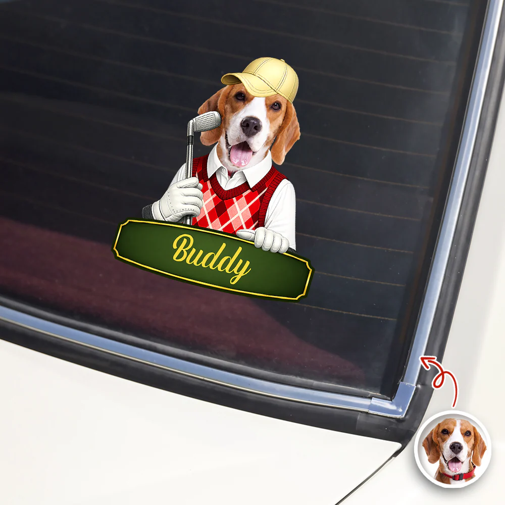 Custom Cute Dog Cat Photo Car Window Decal Sticker - Gift for Golfers HA75 921178 - Image 3