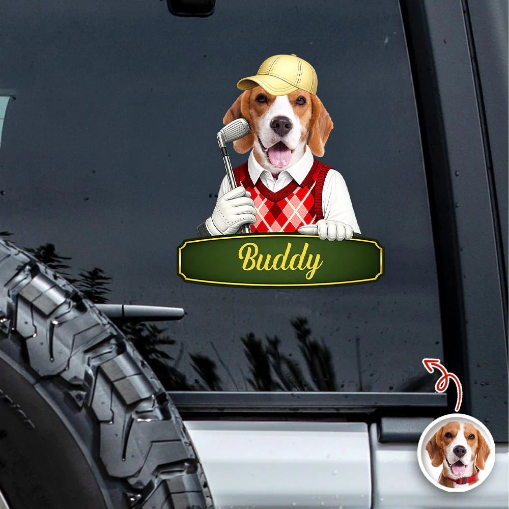 Custom Cute Dog Cat Photo Car Window Decal Sticker - Gift for Golfers HA75 921178 - Image 5