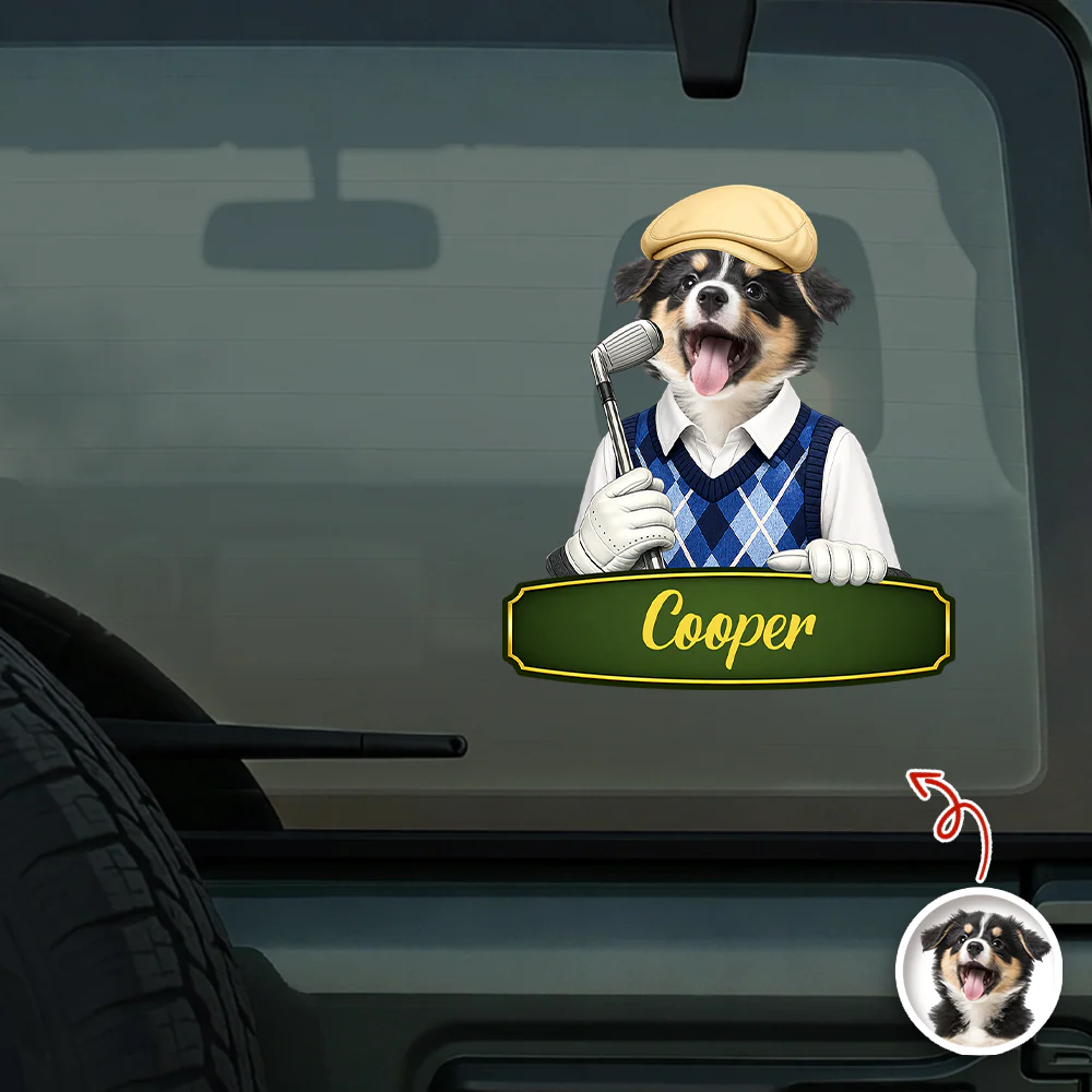 Custom Cute Dog Cat Photo Car Window Decal Sticker - Gift for Golfers HA75 921178 - Image 6