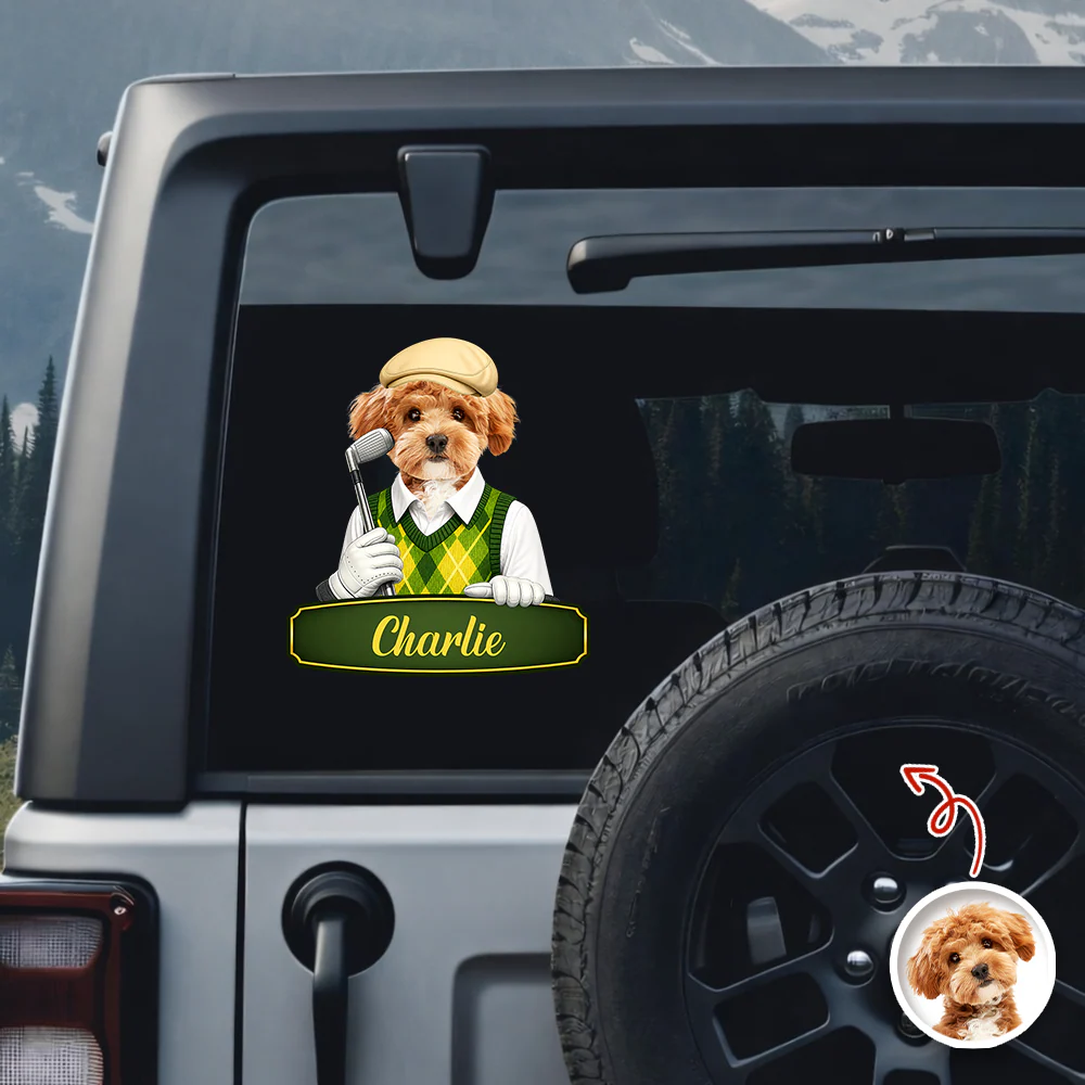 Custom Cute Dog Cat Photo Car Window Decal Sticker - Gift for Golfers HA75 921178 - Image 7
