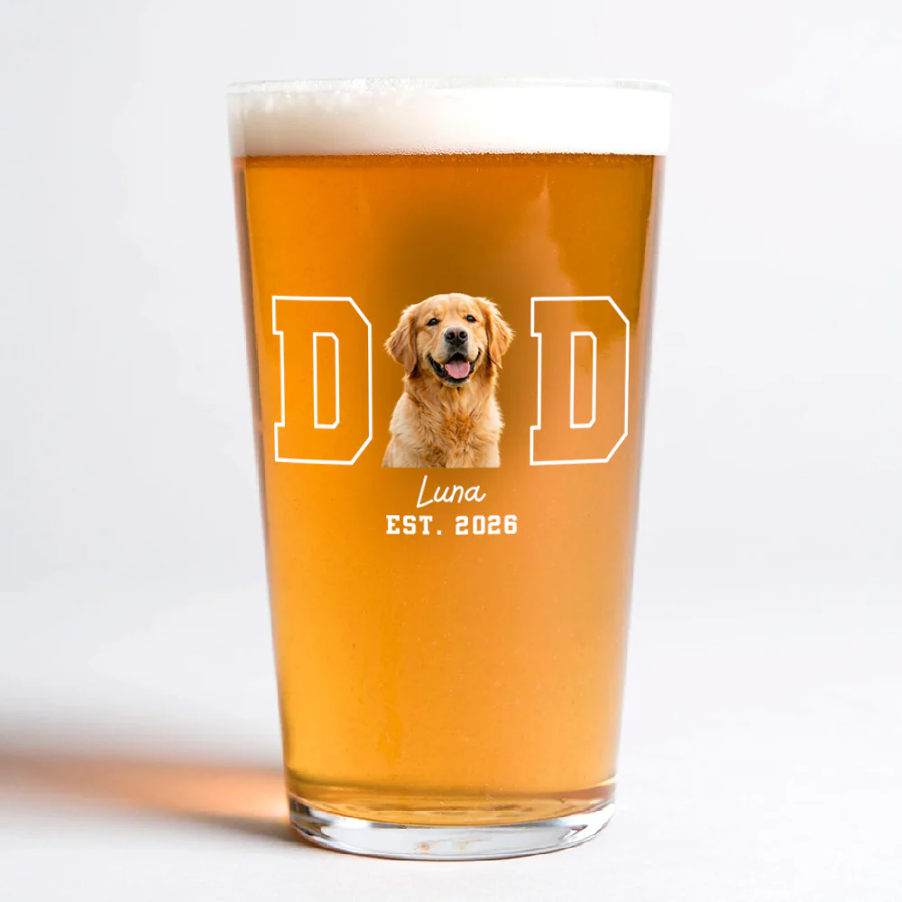 Custom Dog Cat Photo Dad Est Beer Glass- Personalized Dog Lover Gift CH07 911476 - Image 2