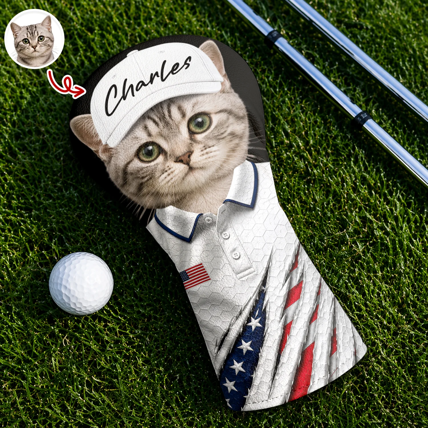 Custom Dog Cat Photo Golf Ball Pattern With America Flag Golf Head Cover HO82 902376 - Image 6