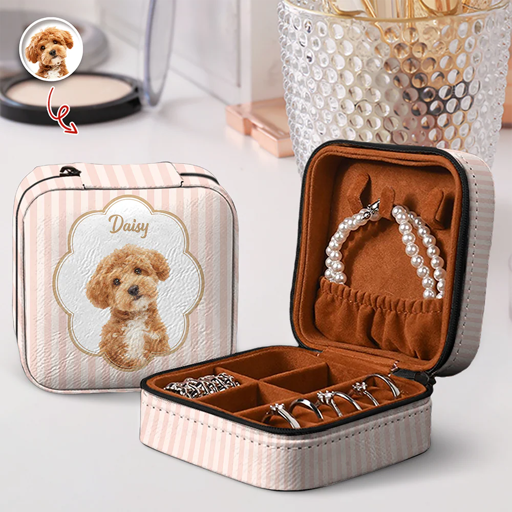 Custom Dog Cat Photo Realistic Watercolor Art Jewelry Travel Box HA75 920586 - Image 3