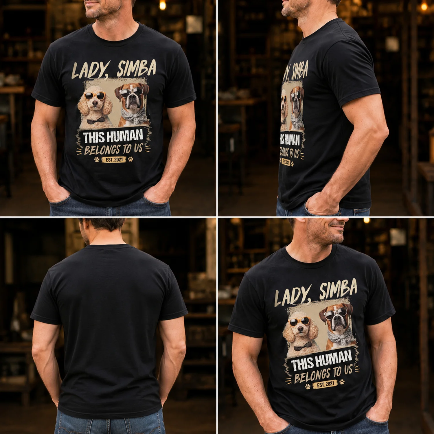 Custom Dog Cat Photo This Human Belong To Us Dark Shirt HO82 902706 - Image 3