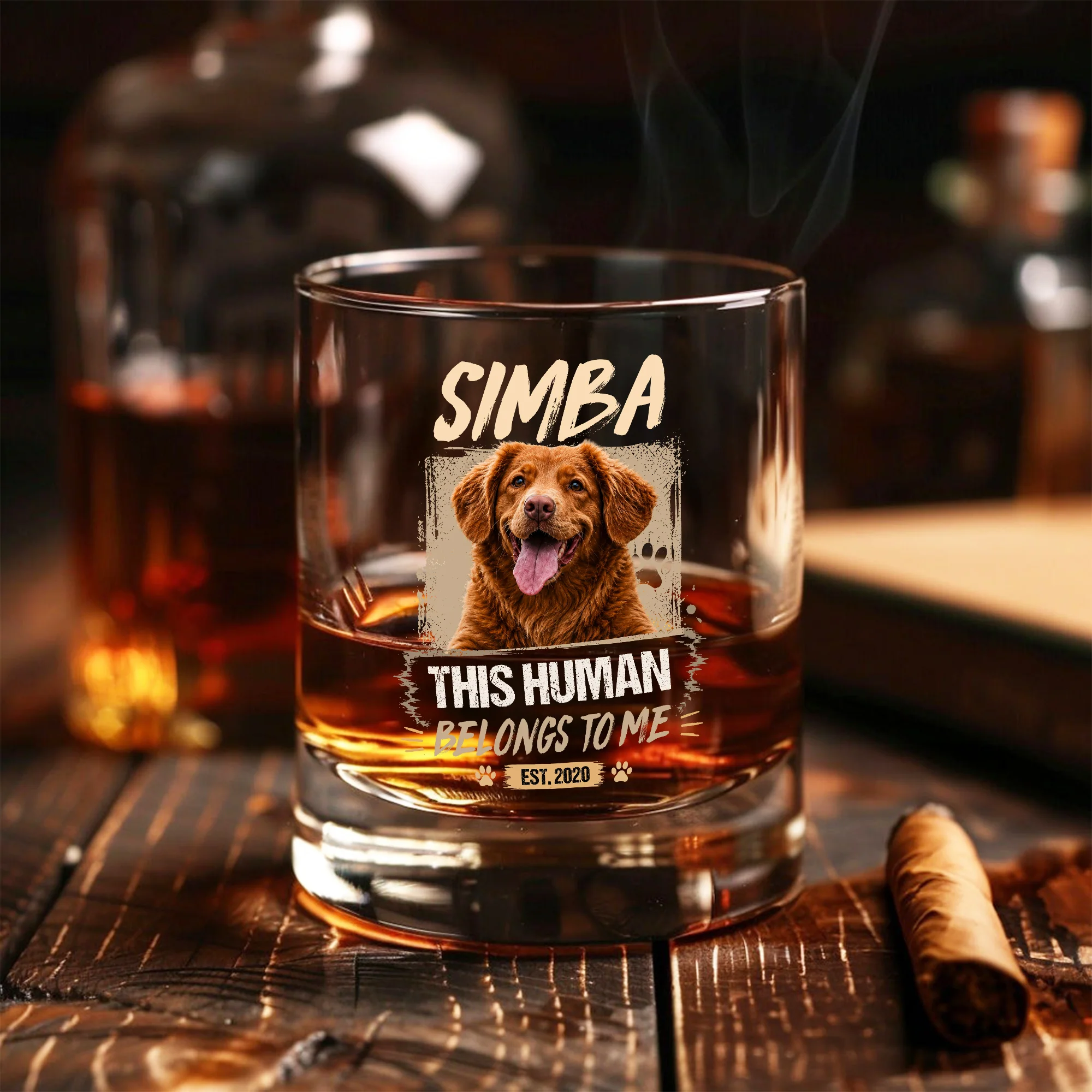 Custom Dog Cat Photo This Human Belong To Us Whiskey Glass HO82 902710 - Image 4