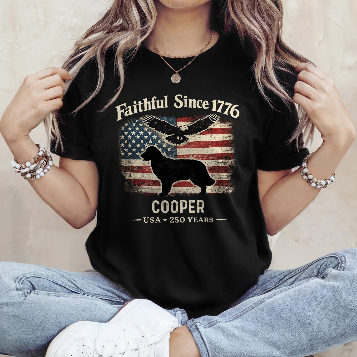 Custom Dog Faithful Since 1776 USA 250 Years Dark Shirt LM32 899061 - Image 5