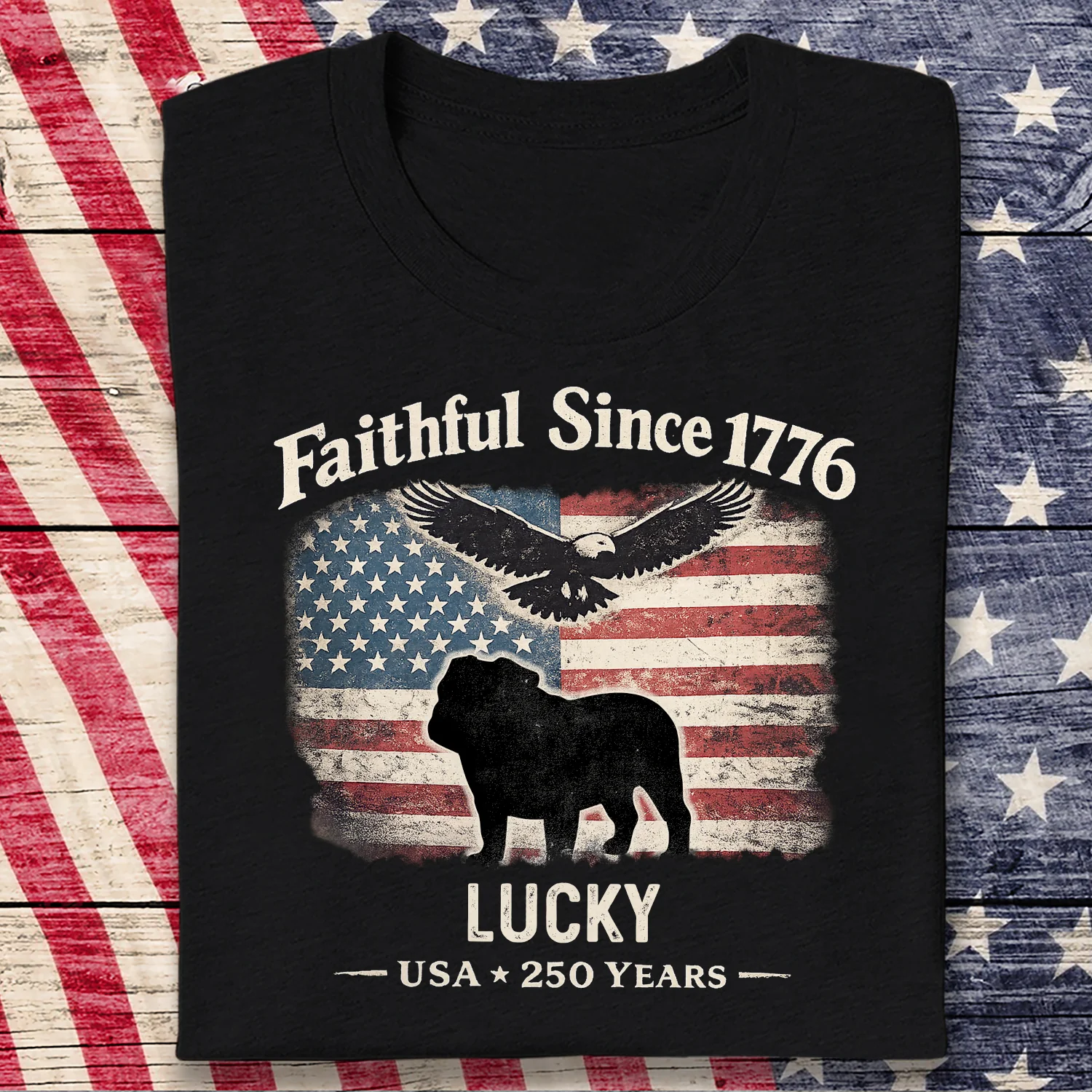 Custom Dog Faithful Since 1776 USA 250 Years Dark Shirt LM32 899061 - Image 6