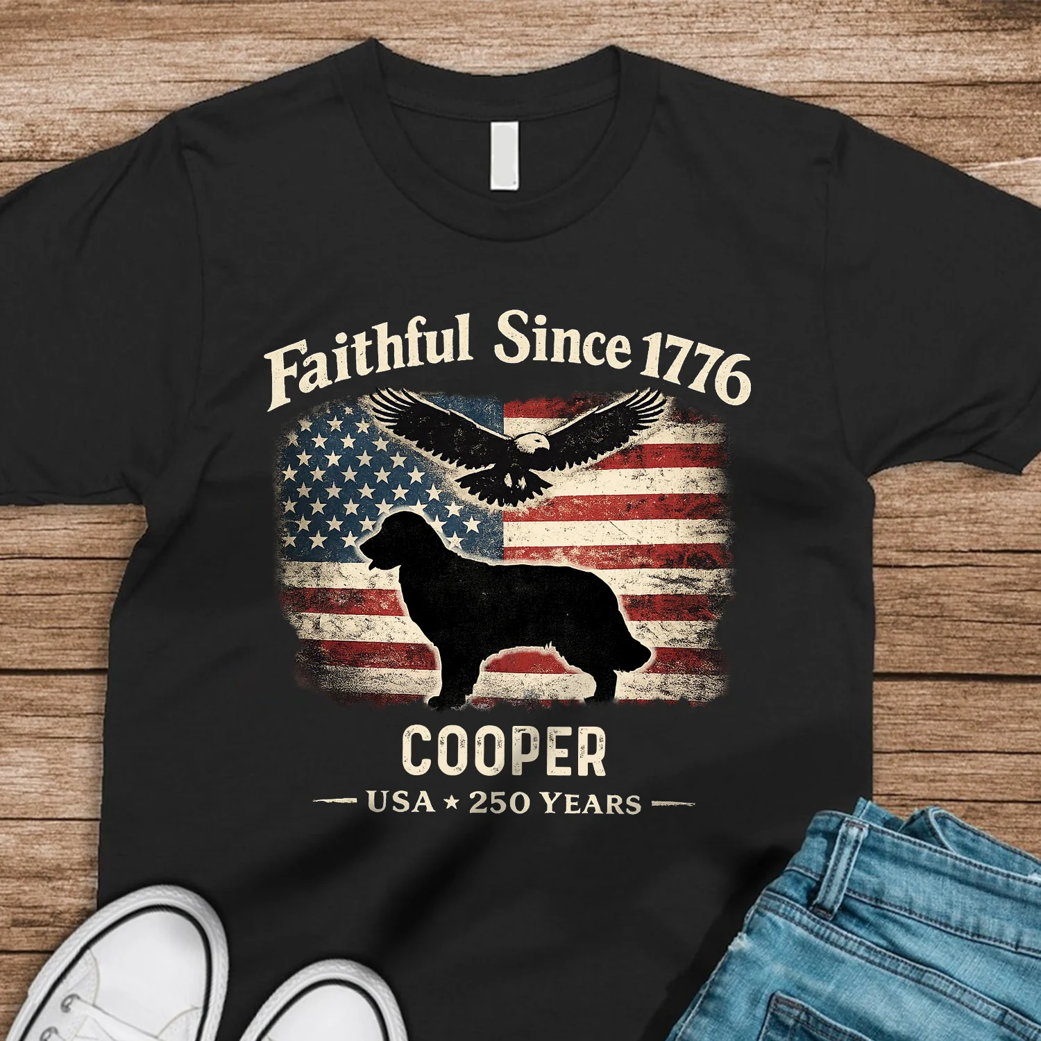 Custom Dog Faithful Since 1776 USA 250 Years Dark Shirt LM32 899061 - Image 7