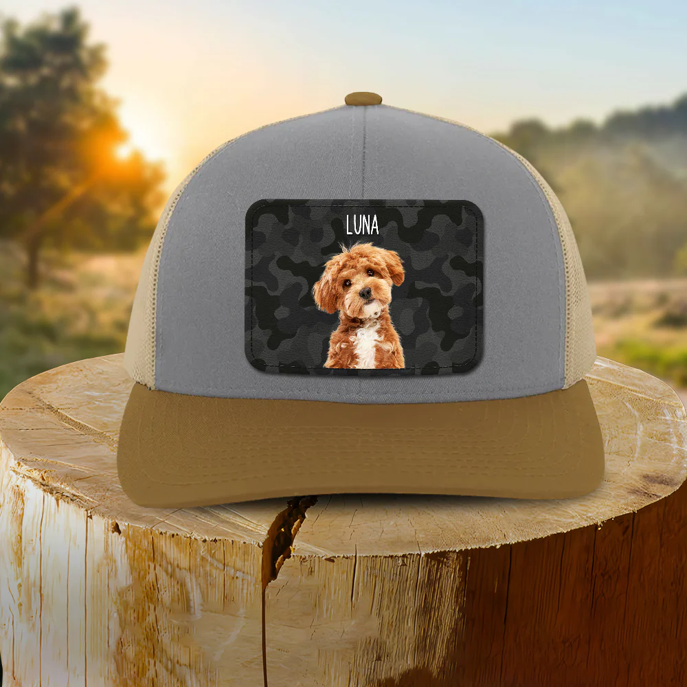 Custom Dog Photo Leather Patch Hat - Personalized Pet Lover Gift LM32 668965 - Image 5